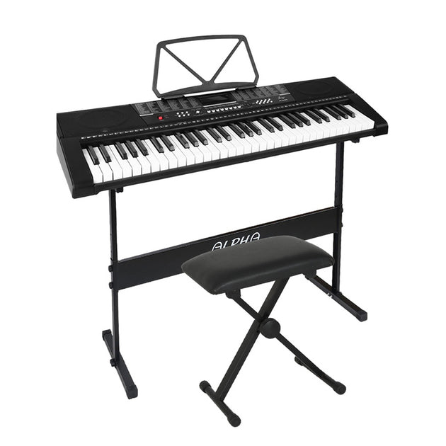 Alpha 61 Keys Electronic Piano Keyboard Digital Electric w/ Stand Stool Speaker - Shoppers Haven  - Audio & Video > Musical Instrument & Accessories     