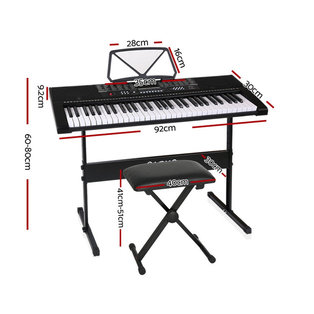 Alpha 61 Keys Electronic Piano Keyboard Digital Electric w/ Stand Stool Speaker - Shoppers Haven  - Audio & Video > Musical Instrument & Accessories     