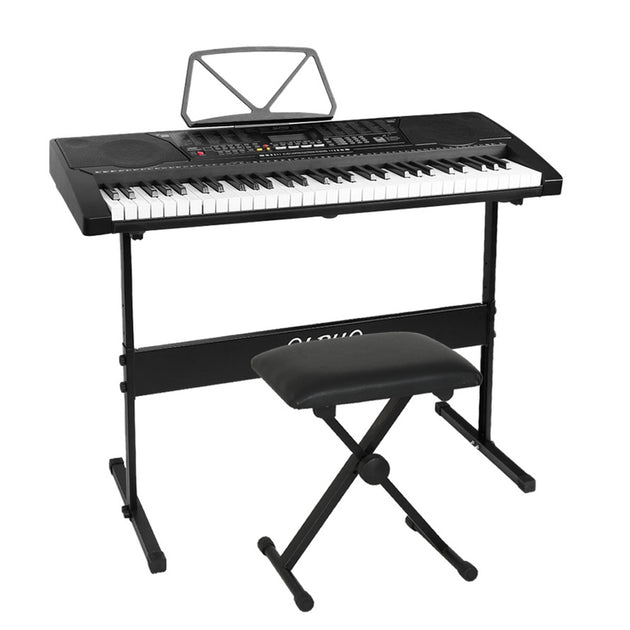 Alpha 61 Keys Electronic Piano Keyboard Digital Electric w/ Stand Stool Lighted - Shoppers Haven  - Audio & Video > Musical Instrument & Accessories     