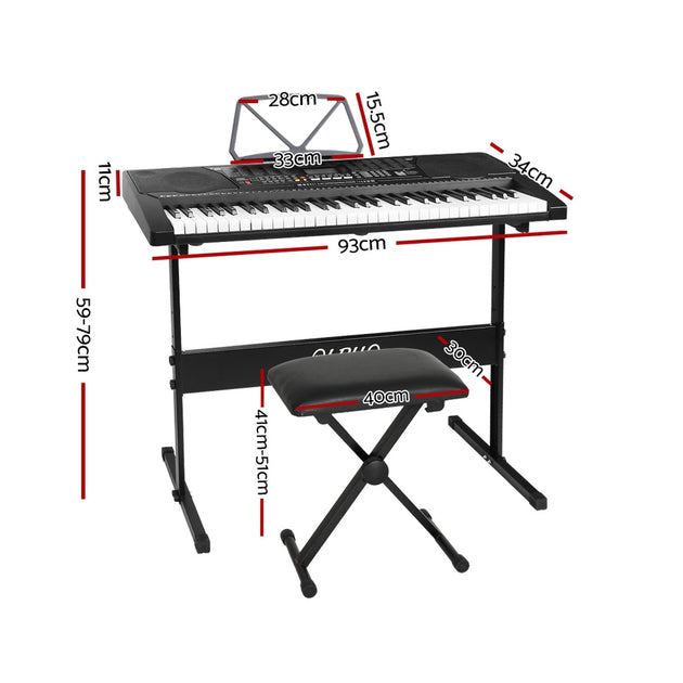 Alpha 61 Keys Electronic Piano Keyboard Digital Electric w/ Stand Stool Lighted - Shoppers Haven  - Audio & Video > Musical Instrument & Accessories     