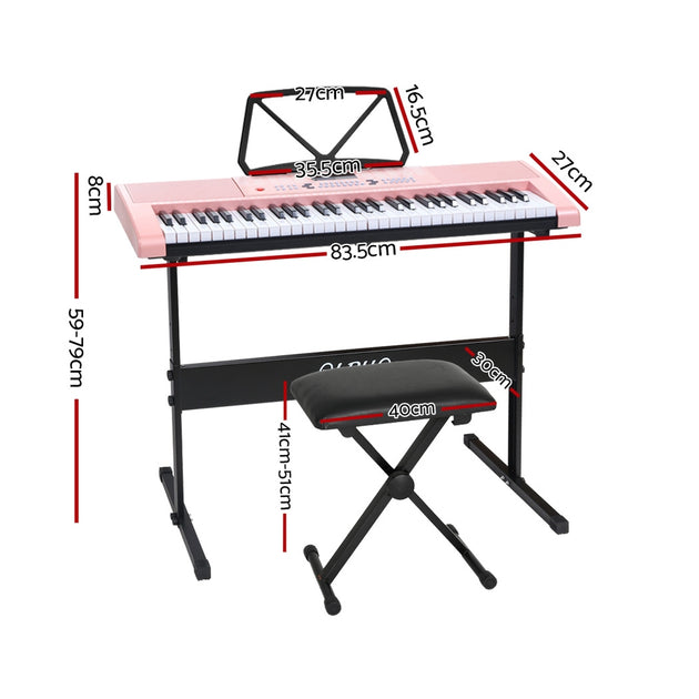Alpha 61 Keys Electronic Piano Keyboard Digital Electric w/ Stand Stool Pink - Shoppers Haven  - Audio & Video > Musical Instrument & Accessories     