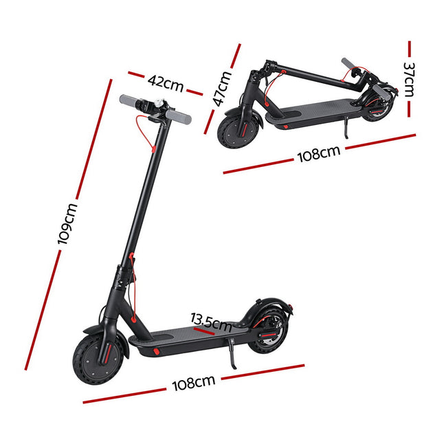 Electric Scooter 800W 25KM/H Folding Portable Riding For Adults Commuter Black - Shoppers Haven  - Sports & Fitness > Scooters and Accessories     