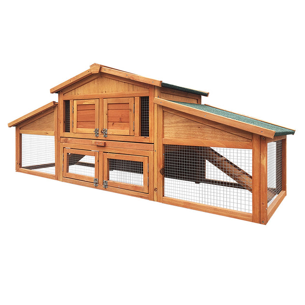 i.Pet Chicken Coop Rabbit Hutch 169cm x 52cm x 72cm Large House Outdoor Wooden Run Cage - Shoppers Haven  - Pet Care > Coops & Hutches     