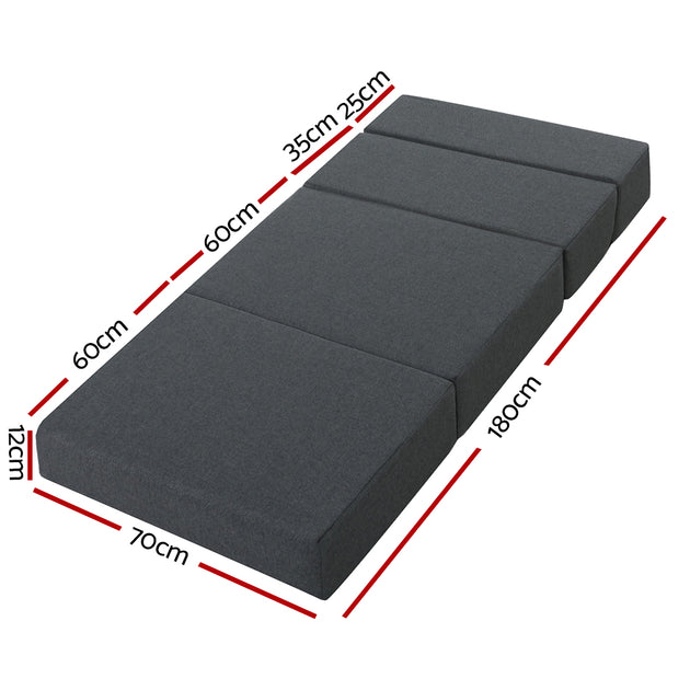 Giselle Bedding Foldable Mattress Folding Foam Bed Floor Mat Grey - Shoppers Haven  - Furniture > Mattresses     