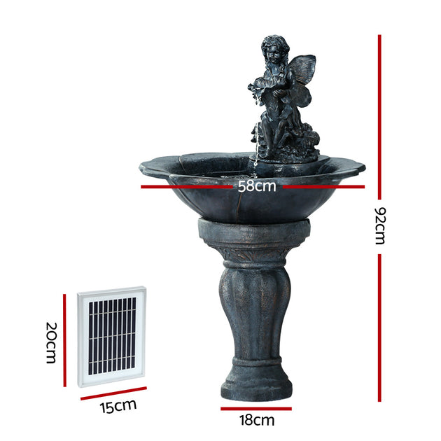 Gardeon Solar Water Feature with LED Lights Angel 94cm - Shoppers Haven  - Home & Garden > Fountains     