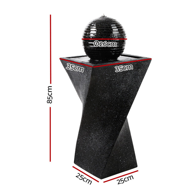Gardeon Solar Water Feature with LED Lights Black 85cm - Shoppers Haven  - Home & Garden > Fountains     