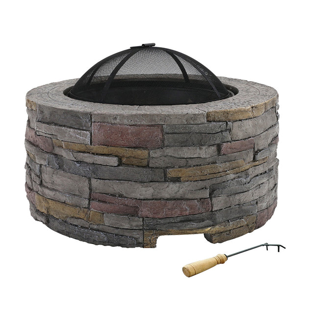 Grillz Fire Pit Table Outdoor Fireplace - Round - Shoppers Haven  - Home & Garden > Firepits     