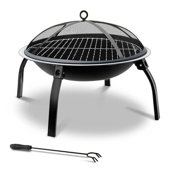 Fire Pit BBQ Charcoal Smoker Portable Outdoor Camping Pits Patio Fireplace 22" - Shoppers Haven  - Home & Garden > Firepits     
