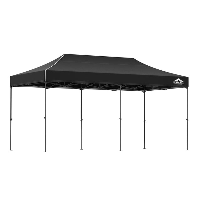Instahut Gazebo Pop Up Marquee 3x6m Folding Tent Wedding Outdoor Camping Canopy Gazebos Shade Black - Shoppers Haven  - Home & Garden > Shading     
