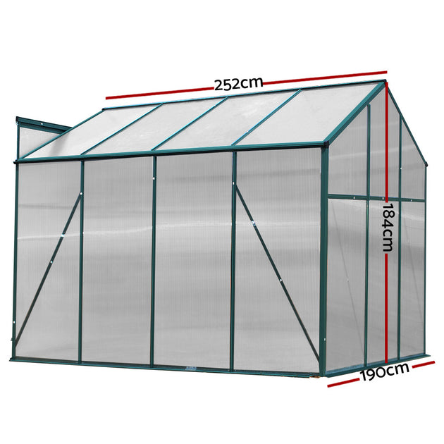 Greenfingers Greenhouse 2.52x1.9x1.83M Aluminium Polycarbonate Green House Garden Shed - Shoppers Haven  - Home & Garden > Green Houses     