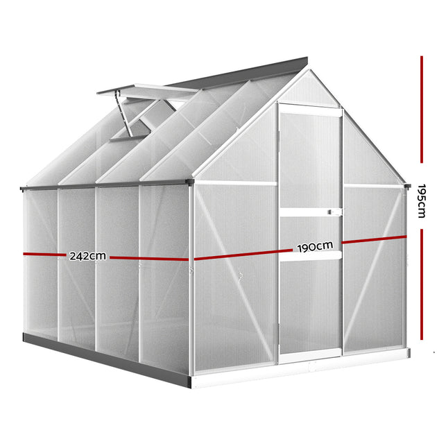 Greenfingers Greenhouse Aluminium Green House Polycarbonate Garden Shed 2.4x1.9M - Shoppers Haven  - Home & Garden > Green Houses     