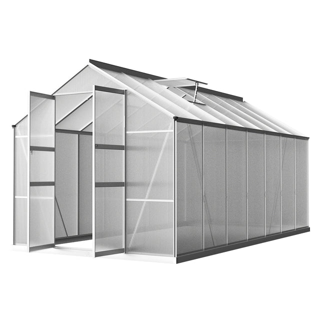 Greenfingers Greenhouse 4.1x2.5x2.26M Double Doors Aluminium Green House Garden Shed - Shoppers Haven  - Home & Garden > Green Houses     