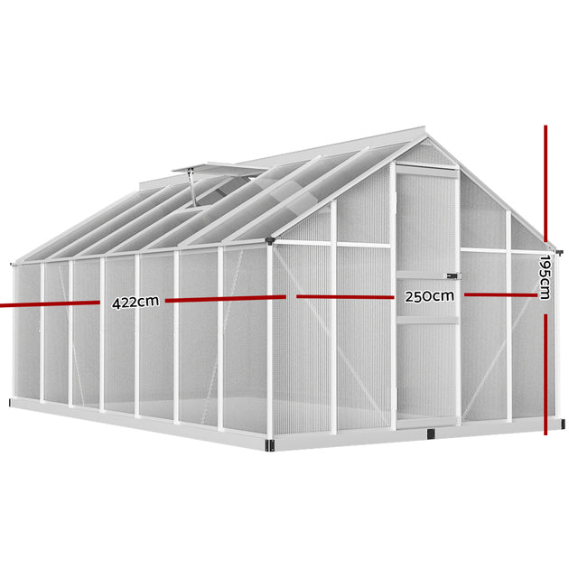 Greenfingers Greenhouse 4.2x2.5x1.95M Aluminium Polycarbonate Green House Garden Shed - Shoppers Haven  - Home & Garden > Green Houses     