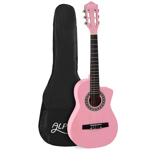 Alpha 34 Inch Classical Guitar Wooden Body Nylon String Beginner Kids Gift Pink - Shoppers Haven  - Audio & Video > Musical Instrument & Accessories     