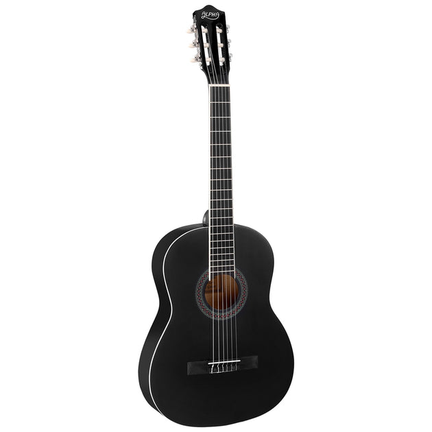 Alpha 39 Inch Classical Guitar Wooden Body Nylon String Beginner Gift Black - Shoppers Haven  - Audio & Video > Musical Instrument & Accessories     