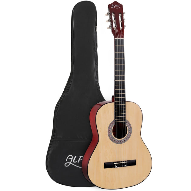 Alpha 39 Inch Classical Guitar Wooden Body Nylon String Beginner Gift Natural - Shoppers Haven  - Audio & Video > Musical Instrument & Accessories     