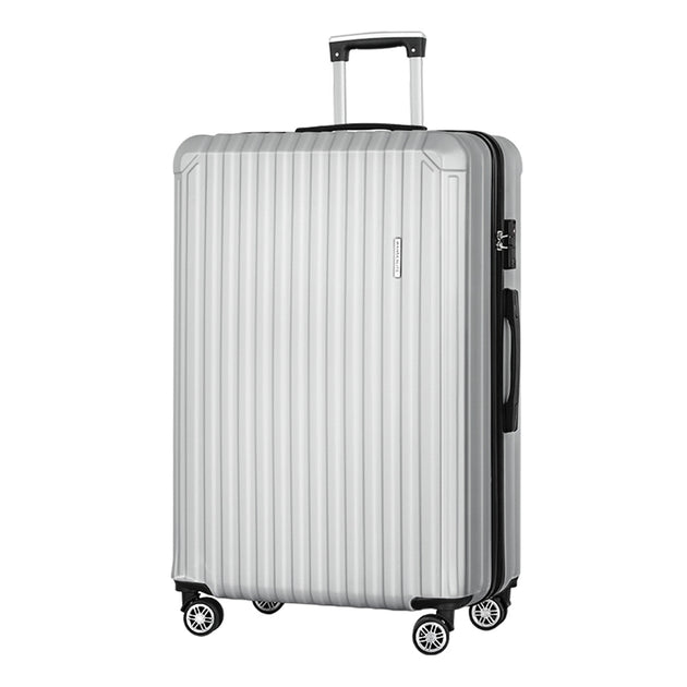 Wanderlite 28'' Luggage Travel Suitcase Set TSA Carry On Hard Case Light Grey - Shoppers Haven  - Travel Bags     