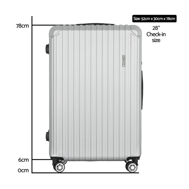 Wanderlite 28'' Luggage Travel Suitcase Set TSA Carry On Hard Case Light Grey - Shoppers Haven  - Travel Bags     