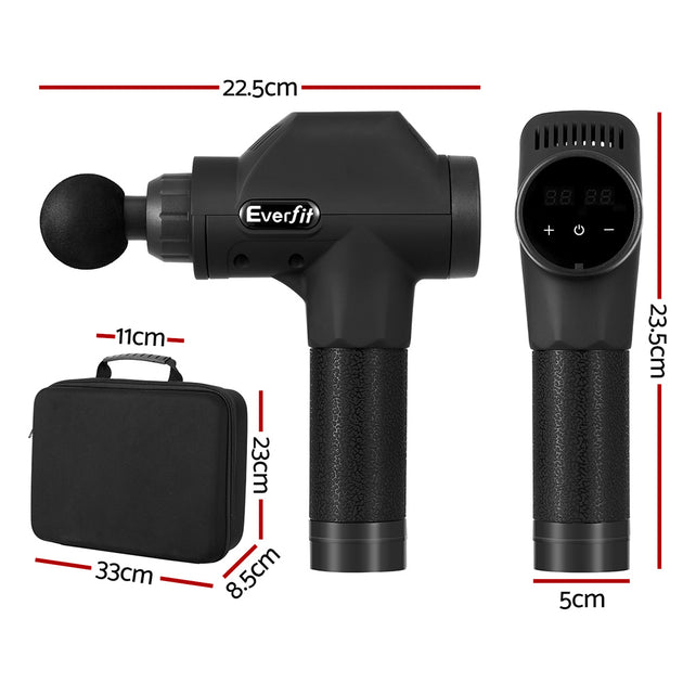 Everfit Massage Gun 30 Speed 8 Heads Chargeable Black - Shoppers Haven  - Sports & Fitness > Fitness Accessories     