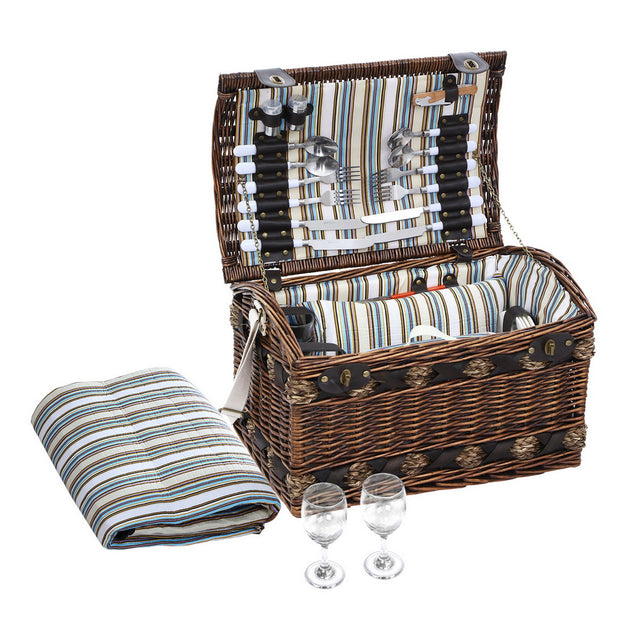 Alfresco 4 Person Picnic Basket Set Insulated Storage Blanket - Shoppers Haven  - Outdoor > Picnic     