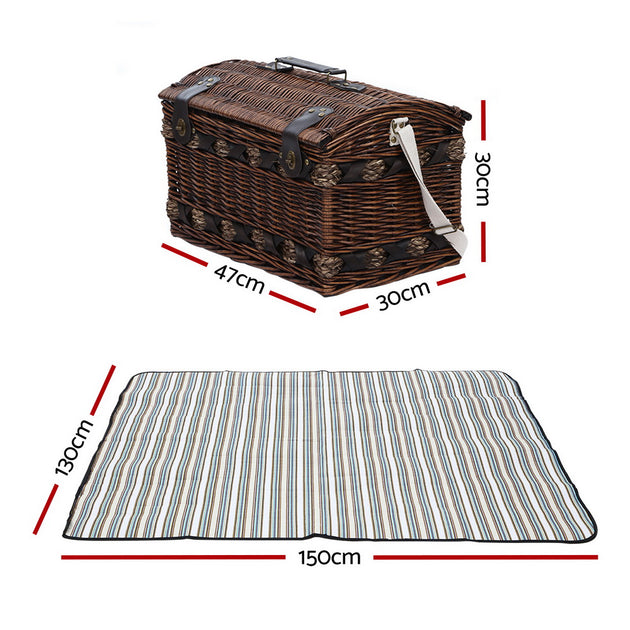 Alfresco 4 Person Picnic Basket Set Insulated Storage Blanket - Shoppers Haven  - Outdoor > Picnic     