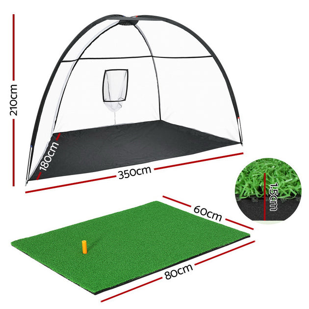 Everfit 3.5M Golf Practice Net with Driving Mat Training Target Hitting Mat - Shoppers Haven  - Sports & Fitness > Golf     
