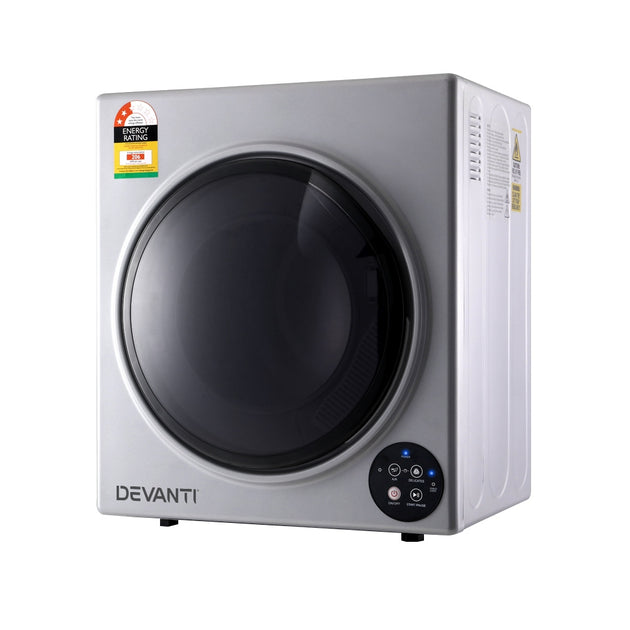 Devanti 5kg Tumble Dryer Fully Auto Wall Mount Kit Clothes Machine Vented Silver - Shoppers Haven  - Appliances > Washers & Dryers     