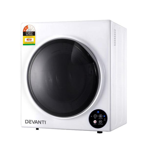 Devanti 5kg Tumble Dryer Fully Auto Wall Mount Kit Clothes Machine Vented White - Shoppers Haven  - Appliances > Washers & Dryers     