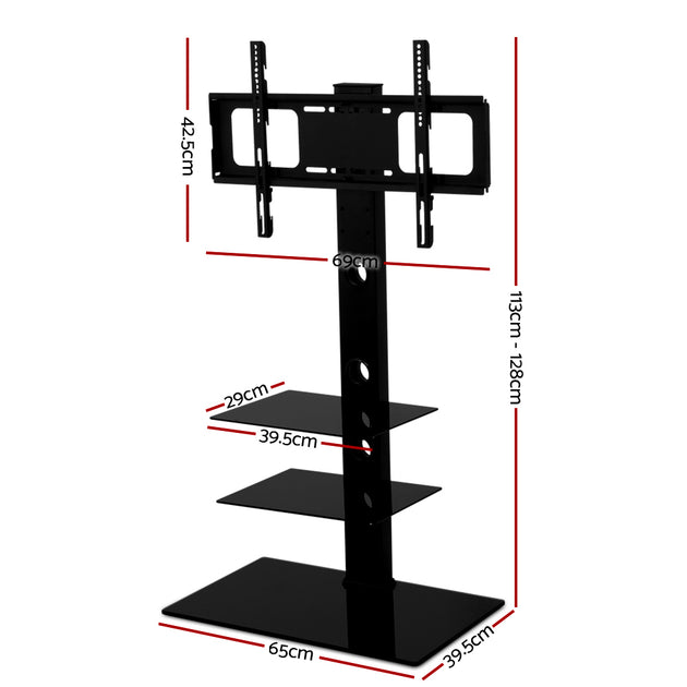 Artiss Floor TV Stand Bracket Mount Swivel Height Adjustable 32 to 70 Inch Black - Shoppers Haven  - Audio & Video > TV Accessories     