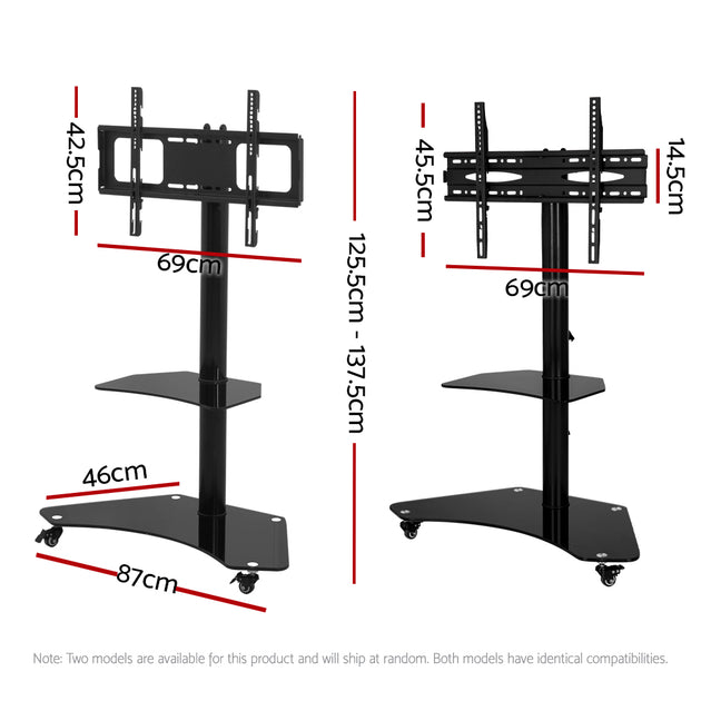 Artiss Floor TV Stand Brakcket Mount Swivel Height Adjustable 32 to 70 Inch Black - Shoppers Haven  - Audio & Video > TV Accessories     