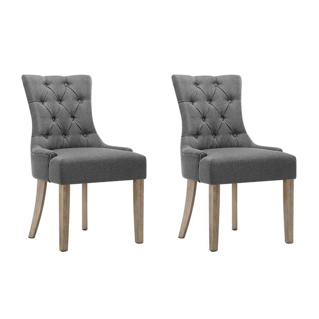 Artiss Set of 2 Dining Chair CAYES French Provincial Chairs Wooden Fabric Retro Cafe - Shoppers Haven  - Furniture > Dining     
