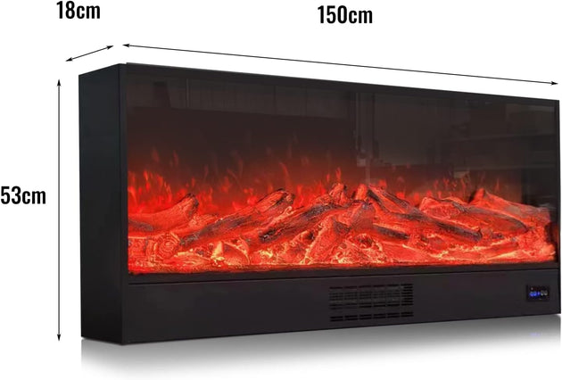 Electric Fireplace, Wall Mount Heater, 150cm - Shoppers Haven  - Home & Garden > Firepits     