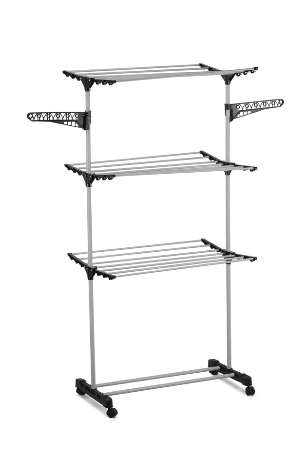 Folding 3 Tier Clothes Laundry Drying Rack with Stainless Steel Tubes for Indoor & Outdoor Home - Shoppers Haven  - Outdoor > Others     