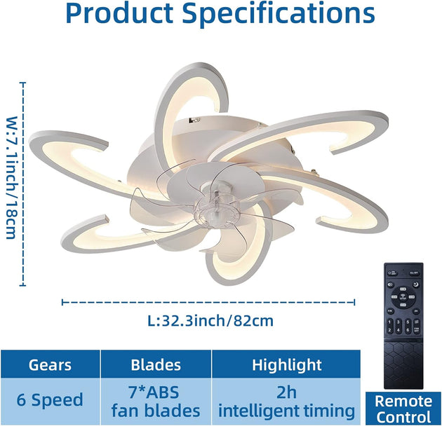 Low Ceiling Light Fan, Low Profile, 6 Wind Speed, 3 Colors (82 cm) - Shoppers Haven  - Appliances > Fans     
