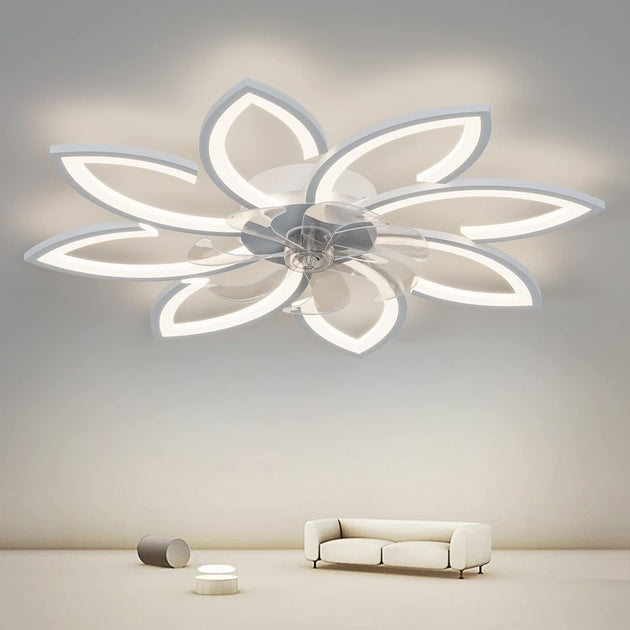 Modern Ceiling Light Fan, Low Profile, 6 Wind Speed, 3 Color (90cm, White) - Shoppers Haven  - Appliances > Fans     