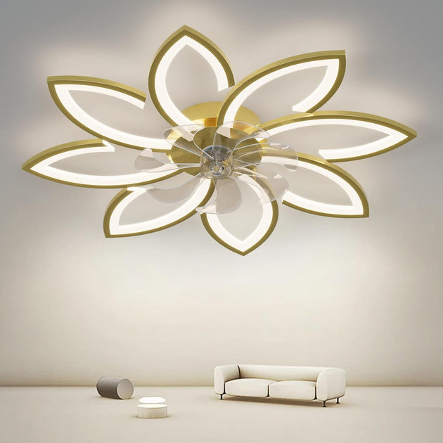 Modern Ceiling Light Fan, Low Profile, 6 Wind Speed, 3 Color (90cm, Gold) - Shoppers Haven  - Appliances > Fans     