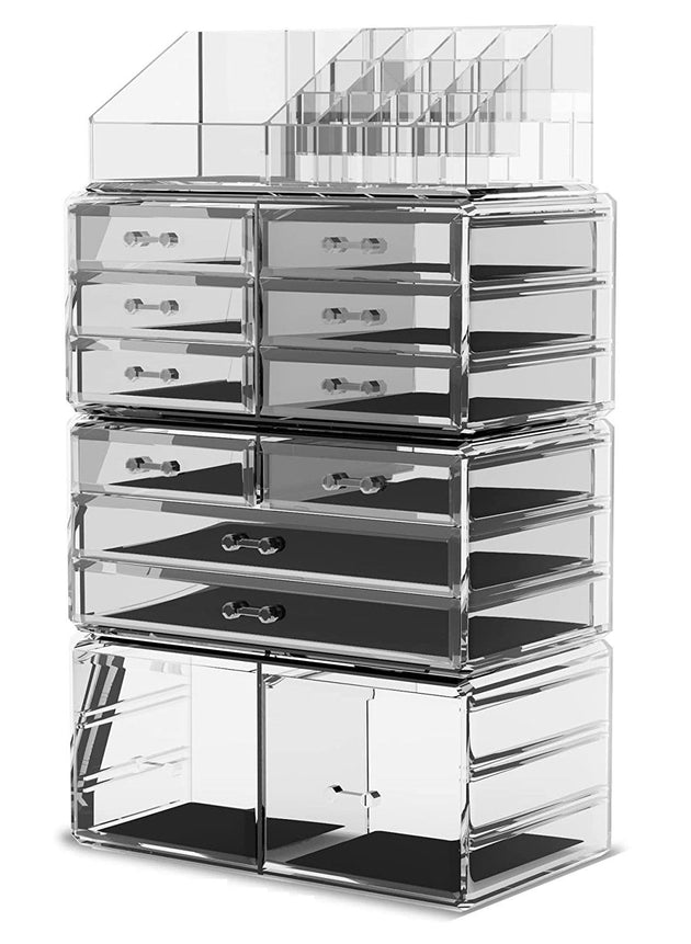 Makeup Cosmetic Organizer Storage with 12 Drawers Display Boxes (Clear) - Shoppers Haven  - Health & Beauty > Cosmetic Storage     