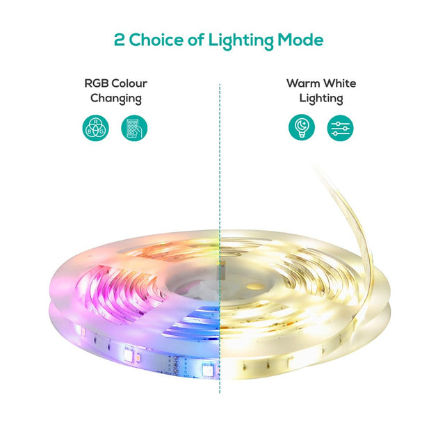 activiva 2m IP65 Smart RGB & Warm White LED Strip Lights - Shoppers Haven  - Occasions > Lights     