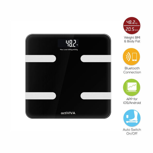activiva Bluetooth BMI and Body Fat Smart Scale With Smartphone APP - Shoppers Haven  - Home & Garden > Scales     