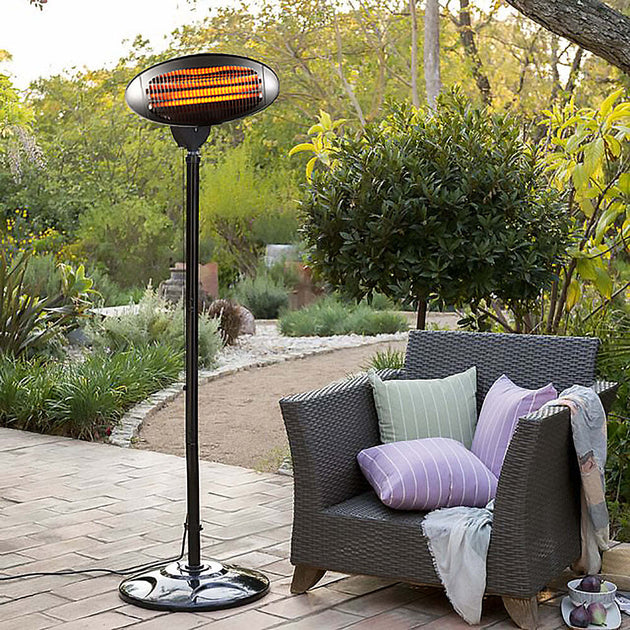 2000W 2.1m Free Standing Adjustable Portable Outdoor Electric Patio Heater Black - Shoppers Haven  - Appliances > Heaters     