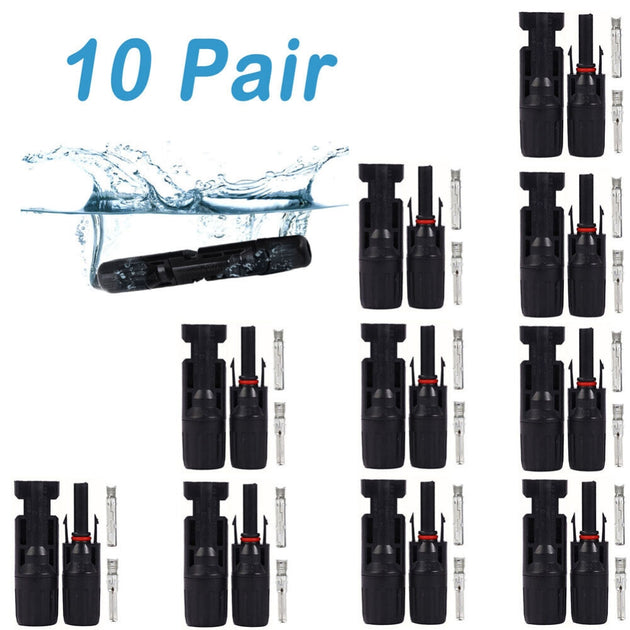 10 Pairs Solar Panel Connectors 30A Line Plug Socket Male & Female IP67 PV Cable - Shoppers Haven  - Home & Garden > Solar Panels     