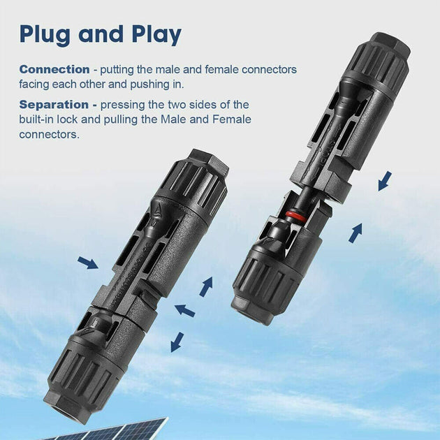 10 Pairs Solar Panel Connectors 30A Line Plug Socket Male & Female IP67 PV Cable - Shoppers Haven  - Home & Garden > Solar Panels     