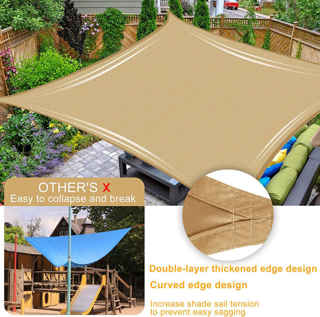 Waterproof Shade Sail Awning Cloth Rectangle Triangle Square Sand Sun Canopy AU - Shoppers Haven  - Home & Garden > Shading     
