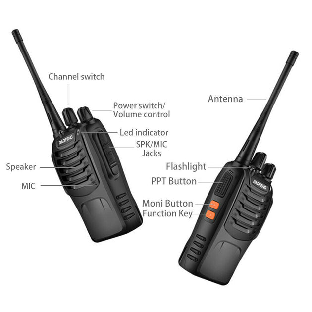 2PCS Radios Walkie Talkie BF-888S UHF 400-470MHz 5W 16CH Portable Two-Way Radio - Shoppers Haven  - Outdoor > Others     