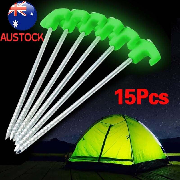 15PCS/set Tent Pegs Heavy Duty Screw Steel In Ground Camping Stakes Outdoor Nail - Shoppers Haven  - Outdoor > Others     