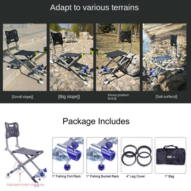 Fishing Chair With Aluminum Alloy For All-Terrains Portable Multifunctional Folding Adjustable Reclining Chair With Hind Legs - Shoppers Haven  - Outdoor > Fishing     