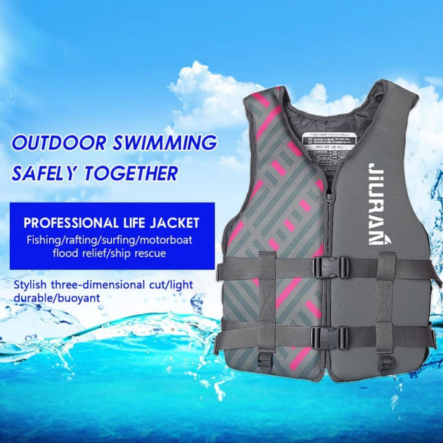 Life Jacket for Unisex Adjustable Safety Breathable Life Vest for Men Women(Grey-L) - Shoppers Haven  - Outdoor > Boating     