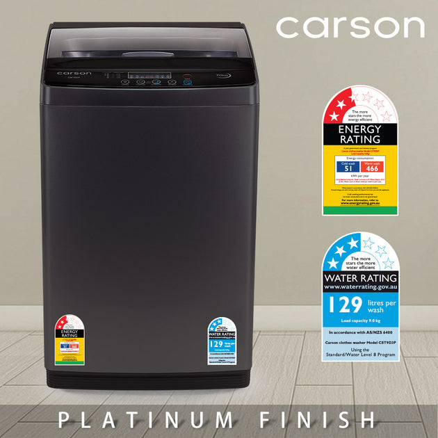CARSON 9kg Top Load Washing Machine Home Laundry Clothes Washer Dry Wash Grey - Shoppers Haven  - Appliances > Washers & Dryers     
