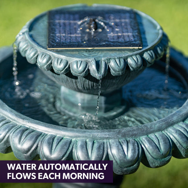 PROTEGE Water Fountain Solar Powered Battery Outdoor Bird Bath with LED Lights - Shoppers Haven  - Home & Garden > Fountains     