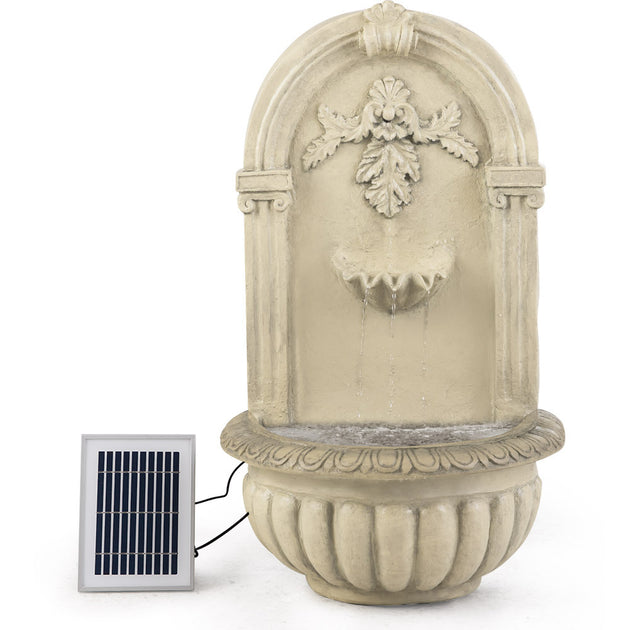 PROTEGE Solar Fountain Water Feature Pump Outdoor Wall Mount Classic with LED Lights - Shoppers Haven  - Home & Garden > Fountains     
